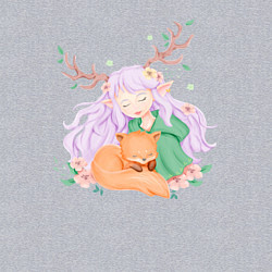 Свитшот хлопковый мужской Милый Лисёнок С Девочкой, цвет: меланж — фото 2