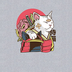 Свитшот хлопковый мужской Котик Самурай Samurai Cat Japanese art, цвет: меланж — фото 2