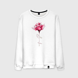 Свитшот хлопковый мужской Роза с надписью FAMILY, цвет: белый