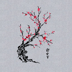 Свитшот хлопковый мужской Сакура с иероглифами, цвет: меланж — фото 2