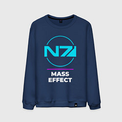 Мужской свитшот Символ Mass Effect в неоновых цветах