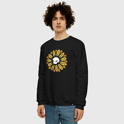 Свитшот хлопковый мужской Череп Подсолнух Sunflower Skull, цвет: черный — фото 2