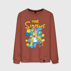 Свитшот хлопковый мужской The SimpsonsСемейка Симпсонов, цвет: кирпичный