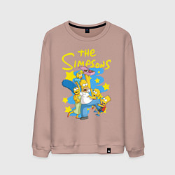 Свитшот хлопковый мужской The SimpsonsСемейка Симпсонов, цвет: пыльно-розовый