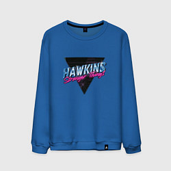 Свитшот хлопковый мужской Hakwins Stranger Things Retrowave Neon, цвет: синий