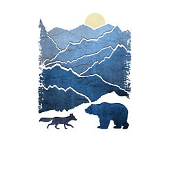 Свитшот хлопковый мужской Животные в горах, цвет: белый — фото 2