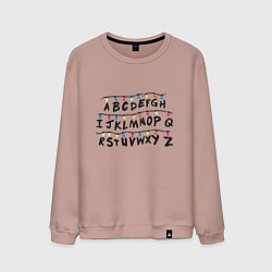 Свитшот хлопковый мужской STRANGER THINGS ALPHABET, цвет: пыльно-розовый