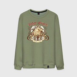Свитшот хлопковый мужской Адский наездник, цвет: авокадо