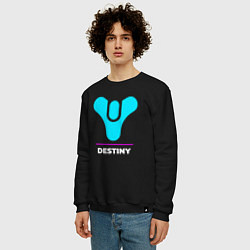 Свитшот хлопковый мужской Символ Destiny в неоновых цветах, цвет: черный — фото 2
