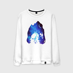 Свитшот хлопковый мужской Череп Тираннозавра Космос, цвет: белый