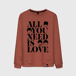 Свитшот хлопковый мужской ALL YOU NEED IS LOVE THE BEATLES, цвет: кирпичный