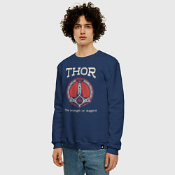 Свитшот хлопковый мужской Thor strenght of Asgard, цвет: тёмно-синий — фото 2