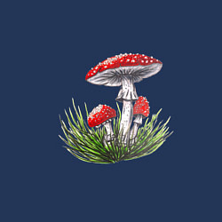 Свитшот хлопковый мужской Мухоморы в траве, цвет: тёмно-синий — фото 2