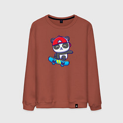 Свитшот хлопковый мужской Панда и скейт, цвет: кирпичный