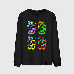 Свитшот хлопковый мужской Skulls Pop art, цвет: черный