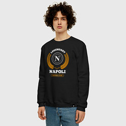 Свитшот хлопковый мужской Лого Napoli и надпись Legendary Football Club, цвет: черный — фото 2