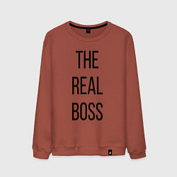 Свитшот хлопковый мужской The real boss!, цвет: кирпичный