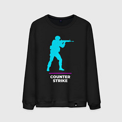 Свитшот хлопковый мужской Символ Counter Strike в неоновых цветах, цвет: черный
