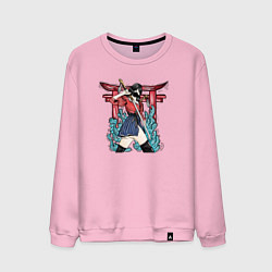 Свитшот хлопковый мужской Девушка - самурай, цвет: светло-розовый