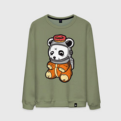 Свитшот хлопковый мужской Космо панда, цвет: авокадо