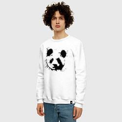 Свитшот хлопковый мужской Прикольный панда - клякса, цвет: белый — фото 2