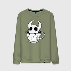 Свитшот хлопковый мужской Hollow Knight рыцарь в чашке, цвет: авокадо