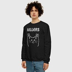 Свитшот хлопковый мужской The Killers рок кот, цвет: черный — фото 2