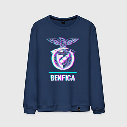 Свитшот хлопковый мужской Benfica FC в стиле glitch, цвет: тёмно-синий