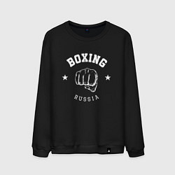 Свитшот хлопковый мужской BOXING RUSSIA С КУЛАКОМ, цвет: черный