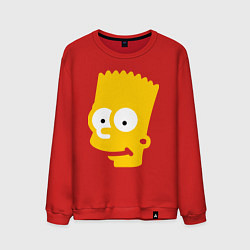 Свитшот хлопковый мужской Барт Симпсон - портрет, цвет: красный