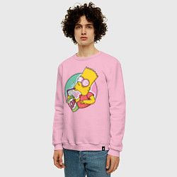 Свитшот хлопковый мужской Барт Симпсон пьёт лимонад, цвет: светло-розовый — фото 2