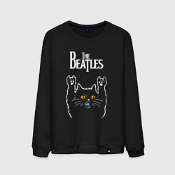 Свитшот хлопковый мужской The Beatles rock cat, цвет: черный
