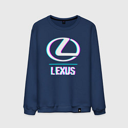 Свитшот хлопковый мужской Значок Lexus в стиле glitch, цвет: тёмно-синий