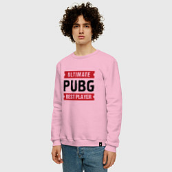 Свитшот хлопковый мужской PUBG: Ultimate Best Player, цвет: светло-розовый — фото 2