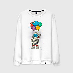 Свитшот хлопковый мужской Космонавт на воздушных шариках, цвет: белый