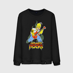 Свитшот хлопковый мужской Гомер - рок гитарист, цвет: черный