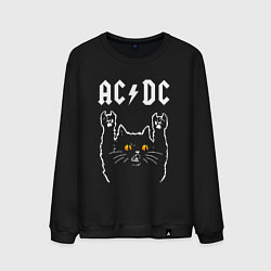 Свитшот хлопковый мужской AC DC rock cat, цвет: черный