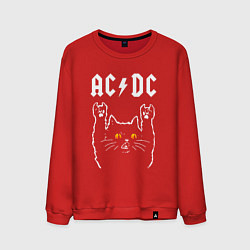 Свитшот хлопковый мужской AC DC rock cat, цвет: красный