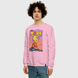 Свитшот хлопковый мужской Lisa Simpson смотрит в даль - movie, цвет: светло-розовый — фото 2