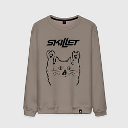 Свитшот хлопковый мужской Skillet - rock cat, цвет: утренний латте