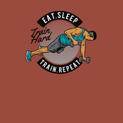 Свитшот хлопковый мужской Eat, sleep, train repeat, цвет: кирпичный — фото 2