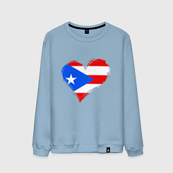 Свитшот хлопковый мужской Сердце - Пуэрто-Рико, цвет: мягкое небо