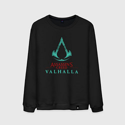 Свитшот хлопковый мужской Assassins Creed Valhalla - logo, цвет: черный