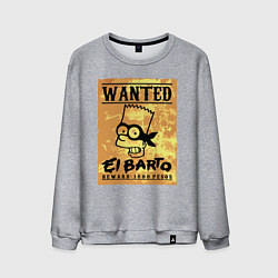 Свитшот хлопковый мужской Розыск - Барт Симпсон - вознаграждение гарантирова, цвет: меланж