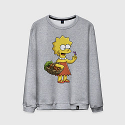 Свитшот хлопковый мужской Lisa Simpson с гусеницей на даче, цвет: меланж