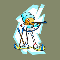 Свитшот хлопковый мужской Мультяшный биатлонист, цвет: авокадо — фото 2