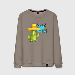 Свитшот хлопковый мужской У меня сиеста - мексиканский кактус, цвет: утренний латте