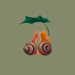 Свитшот хлопковый мужской Пара улиток под листом, цвет: авокадо — фото 2