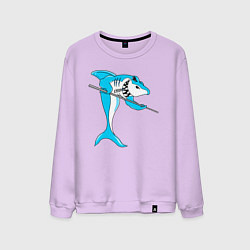Свитшот хлопковый мужской Акула играет в бильярд, цвет: лаванда