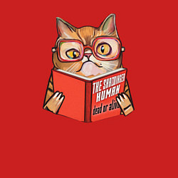 Свитшот хлопковый мужской Кот Шрёдингера с книгой, цвет: красный — фото 2